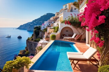 Obraz premium luxurious villa nestled along the breathtaking Amalfi coast of Italy