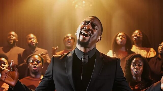 African-American gospel choir singing at a church