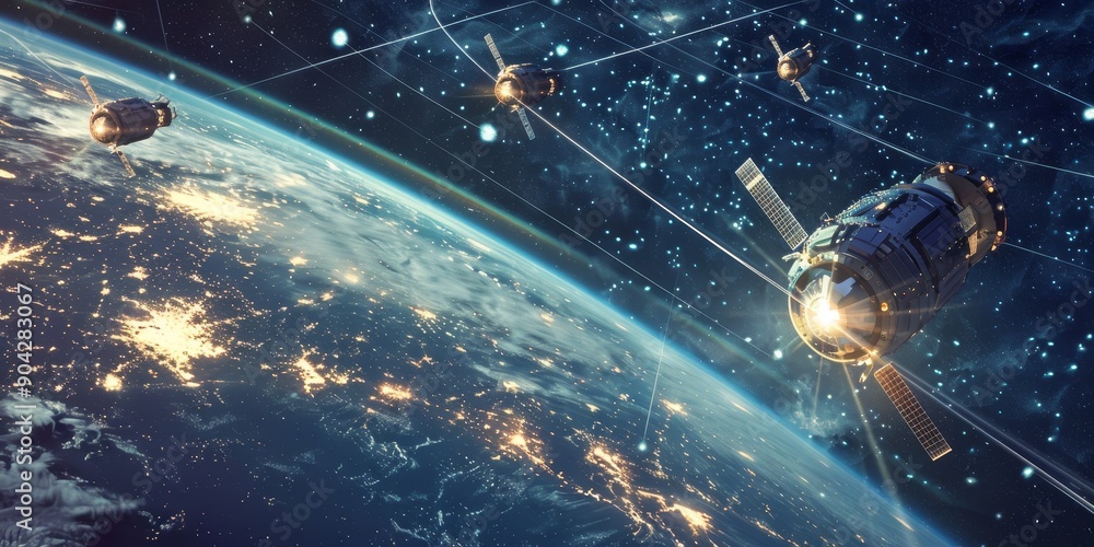 Aufkleber seamless integration of satellite communication systems into remote sensing networks, showcasing spa