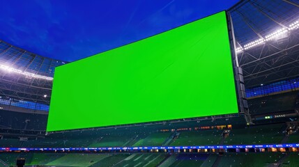 Green screen blank display panel monitor billboard big football stadium background wallpaper AI generated image