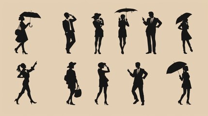 Obraz premium silhouette, evolution, people, vector, sport, woman, dance, illustration, dancing, silhouettes, music, black, body, sports, child, business, art, person, playing, fitness, boy