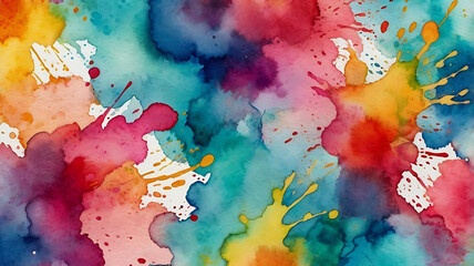 A background with abstract watercolor splashes in vibrant colors, offering a playful and creative backdrop for products.