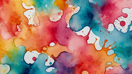 A background with abstract watercolor splashes in vibrant colors, offering a playful and creative backdrop for products.