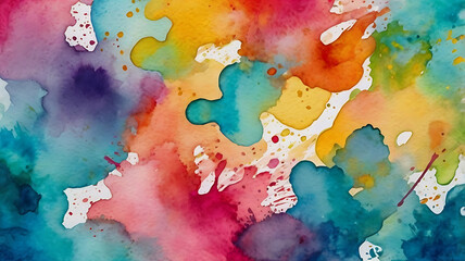 A background with abstract watercolor splashes in vibrant colors, offering a playful and creative backdrop for products.