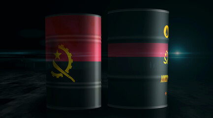 Angola oil crude petroleum fuel barrels in row