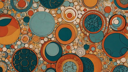 An abstract backdrop with intricate, overlapping circles and a harmonious color scheme, providing a sense of depth and interest.