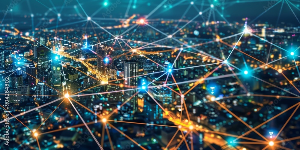 Poster seamless integration of renewable energy systems into a smart grid network, showcasing sustainable e