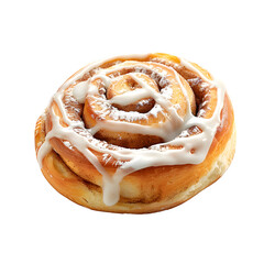 Fototapeta premium Delectable cinnamon roll with icing on transparent background