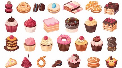 Collection of Delicious Cakes and Pastries