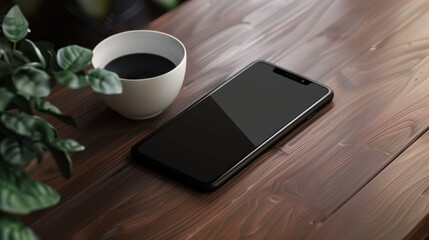Mobile smartphone screen design with black blank screen mockup material background wallpaper AI generated image