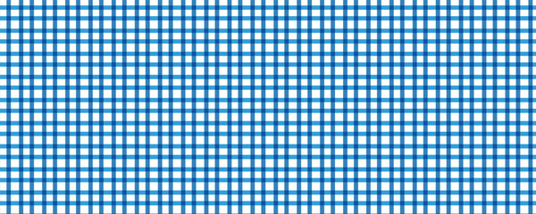 Fototapeta premium Blue gingham fabric square checked seamless pattern vintage background.