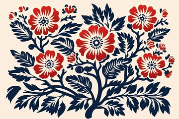 Block Print Woodblock Design 