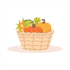 Vegetable harvest in a basket. Harvest Festival. Farmers Market