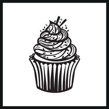 recommend clip art: Cupcake with sprinkles silhouette. Bakery Food  silhouette