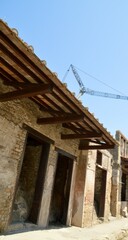 Stone building restoration in the ancient city of Pompeii. Pompeii, Naples, Campania, Italy