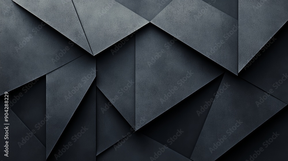 Poster abstract geometric shapes in dark tones, creating a moody and foreboding atmosphere, featuring sharp