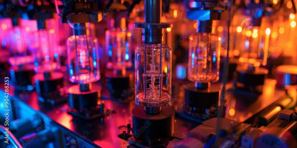 Aufkleber Researchers conducting experiments with quantum computers in a controlled environment, exploring quantum technology development