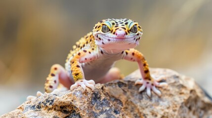 Naklejka premium Leopard Gecko on Rock