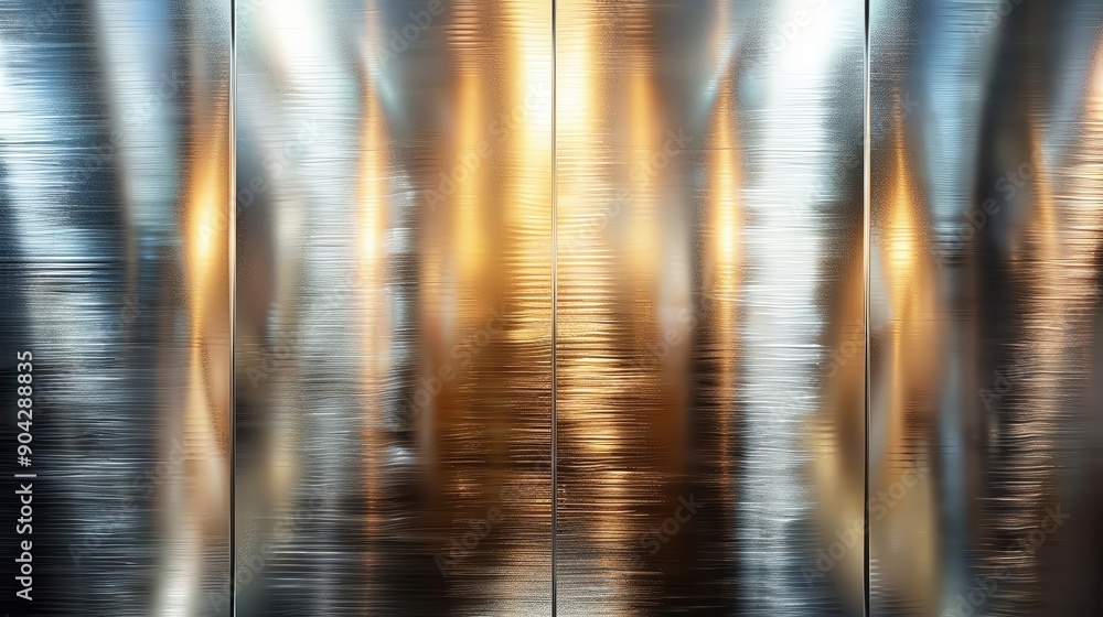 Poster abstract metallic background with blurred reflections creating a vibrant and dynamic visual effect.