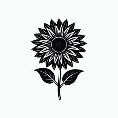 Black sunflower silhouette isolated vector illustration.