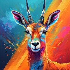 Antilope  illustration acrylique tableaux couleurs vives