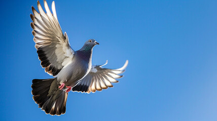 pigeon flying on blue sky © WINNN
