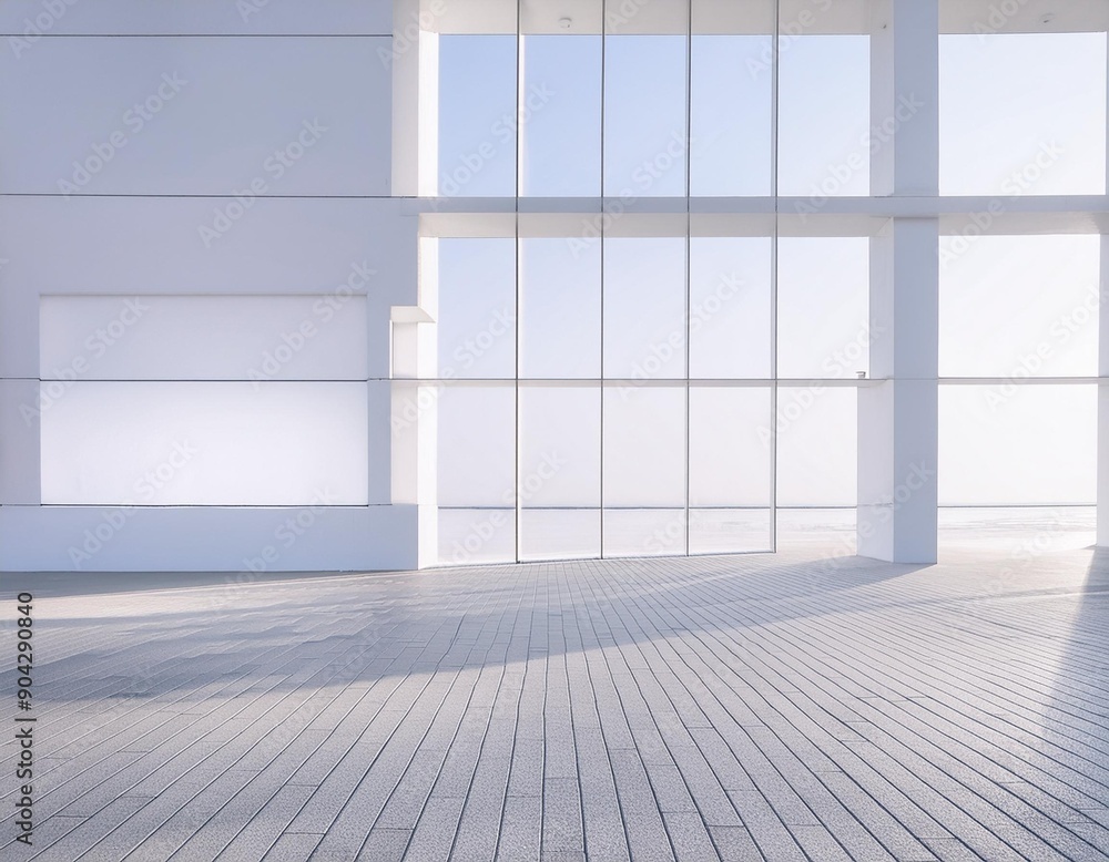 Poster white minimal architecture building background empty wide space for mock up