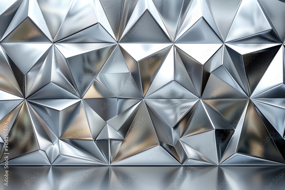 Poster futuristic metallic texture featuring a geometric pattern of reflective surfaces and sharp angles, p