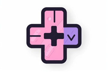 Obraz premium Minimalistic and modern vector illustration of a medical cross with a checkmark symbolizing health approval and medical validation.