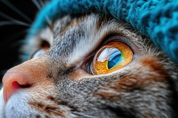 31071957 20 20. A beautiful close-up of a cat&acirc;&euro;&trade;s eyes, reflecting the colorful decorations of an International Cat Day celebration