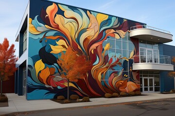 Each mural displays intricate details and expressive forms, reflecting the artistic vision behind the palette - driven compositions.