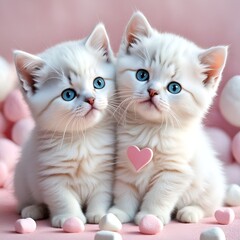Fototapeta premium two kittens on a white background