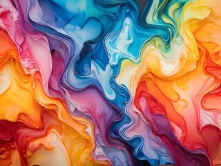Fototapeta premium abstract colorful wavy layered paper background, colorful abstract psychedelic liquid and fluid background pattern, Abstract colorful background, Rainbow blurred texture, bright Abstract watercolor