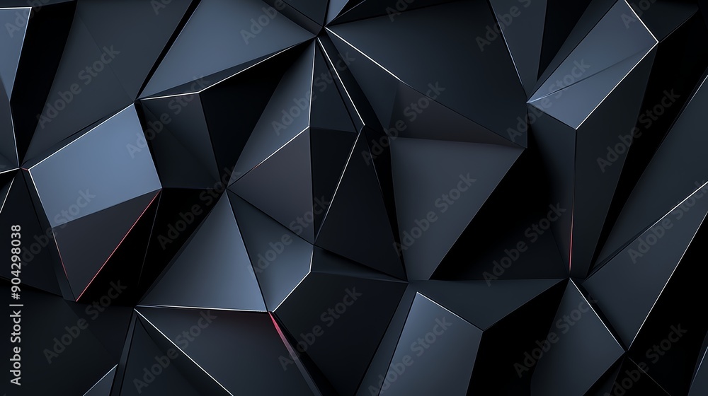Poster dark-themed polygonal abstract background, featuring intricate geometric shapes with foreboding colo