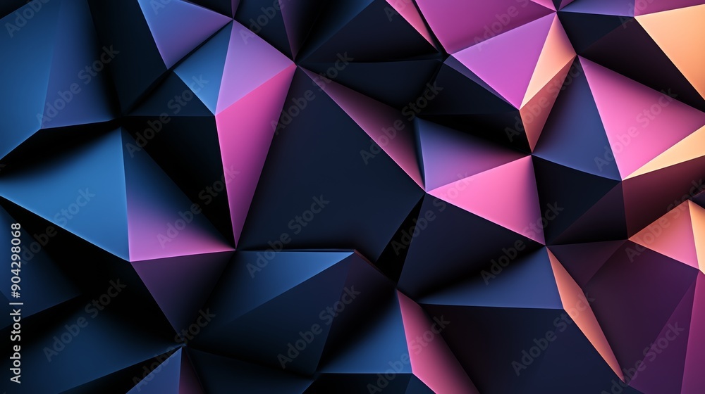 Poster dark-themed polygonal abstract background, featuring intricate geometric shapes with foreboding colo