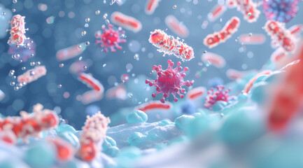Realistic 3D Rendering of Bacteria and Viruses in a Medical Background