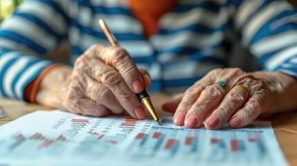Obraz premium Senior caregiver with financial statements, water color style, accountability