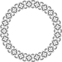 Round frame with abstract shapes pattern. Vector illustration isolated on white background.