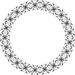 Round frame with abstract shapes pattern. Vector illustration isolated on white background.