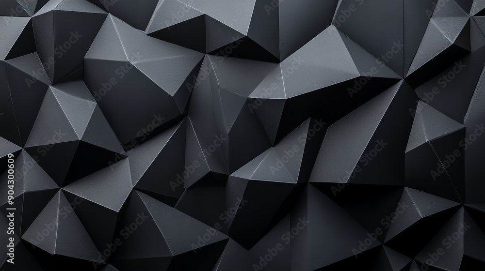Poster dark-themed polygonal abstract background, featuring intricate geometric shapes with foreboding colo