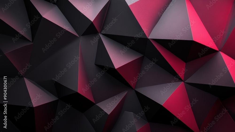 Poster dark-themed polygonal abstract background, featuring intricate geometric shapes with foreboding colo