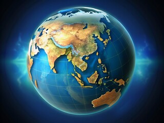 Sleek cinematic video background featuring a realistic globe rotating and zooming in on Brunei, highlighting its geographical contours and territorial boundaries.