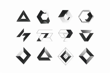 The impossible shapes set. Web design elements. Line design, un-expanded strokes. Modern illustration EPS 10