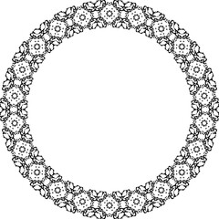 Round frame with abstract shapes pattern. Vector illustration isolated on white background.