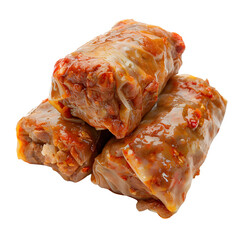 Stuffed cabbage rolls on transparent background