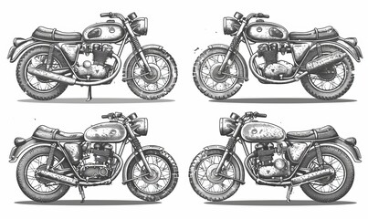 Illustration of a vintage custom motorcycle graphic poster.