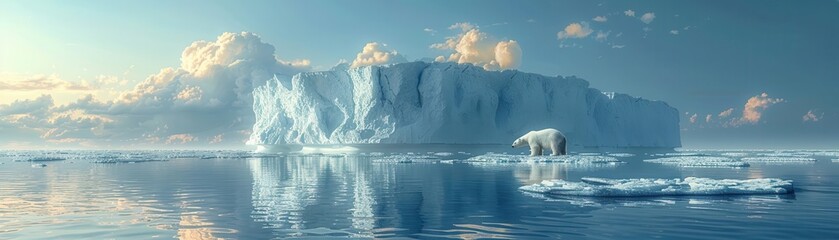Fototapeta premium Polar Bear on Iceberg in Arctic Ocean.