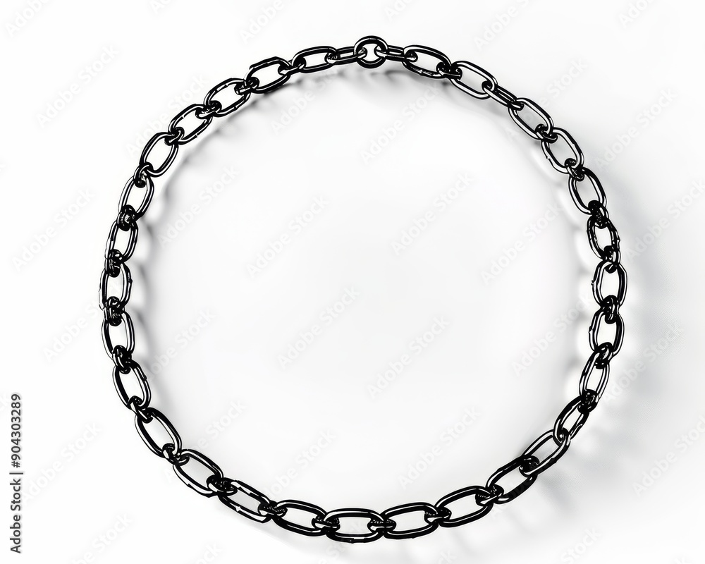 Poster chain and circle border silhouette isolated on white background. design element chainlet.