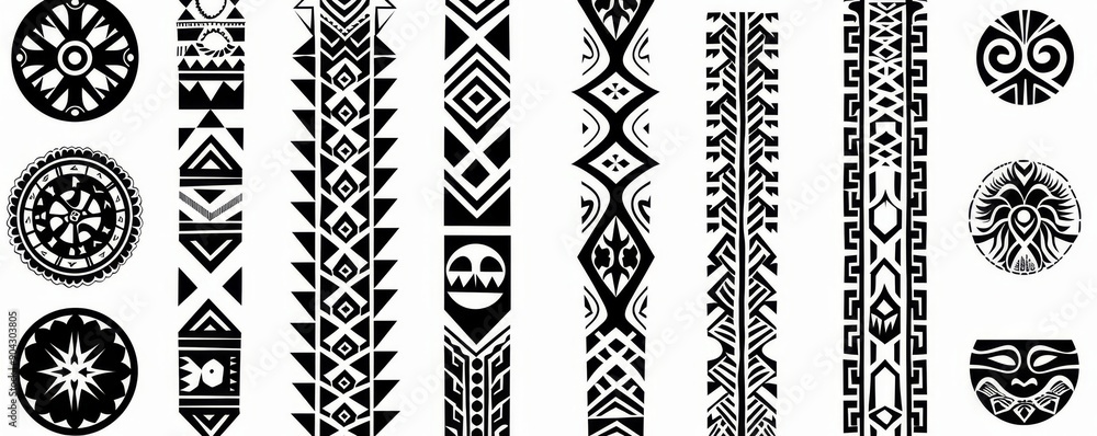 Aufkleber the pattern is designed with a linear geometric border with decorative ethnic elements. the pattern 