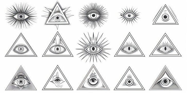 Tattoo design depicting the all-seeing eye within a triangle with rays of light
